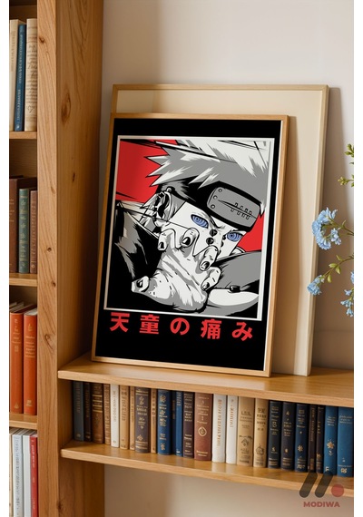 Naruto Pain Poster, Ahşap Çerçeveli Duvar Tablosu - Anime Severlere Özel Hediye