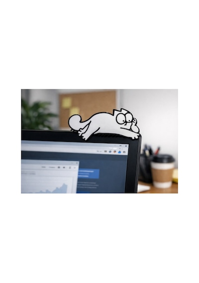 Temungur 2 Li Siyah Beyaz Sevimli Kedi Masa Süsü Minimal Ofis Araç Laptop Dekor Çok Renkli