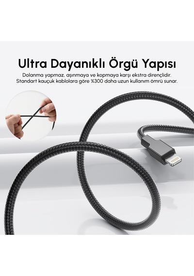 Ven-dens Vd-dc03cl Premium Usb-c Lightning Hızlı Şarj Kablosu 27w - Siyah