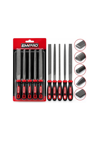 5pcs Çelik Eğe Seti Balık Sırtı - Üçgen - Kare - Yuvarlak - Düz Geniş Eğe 20cm+pls.sap 10cm 30cm Bx40