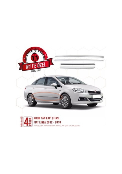 intakrom Fiat Linea Krom Yan Kapı Çıtası 4 Parça 2012 ve Üzeri