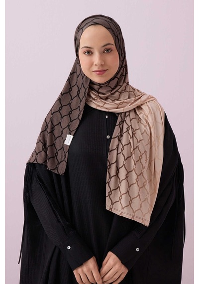 İmannooor Dokuma Noor Krem Supreme Şal 70x175 Gri