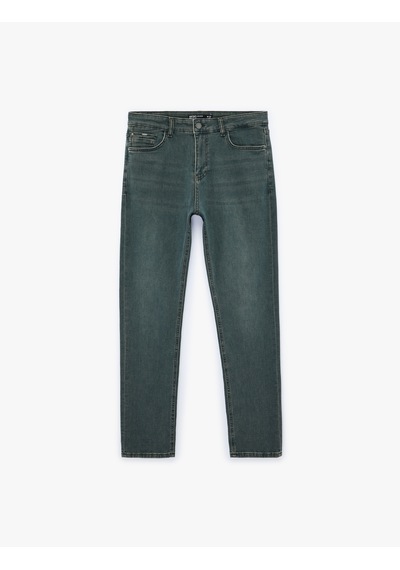 Koton Normal Bel Pamuklu Slim Fit Jean Pantolon - Brad Jean Petrol 6sam40278nd