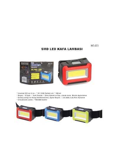Fener & Kafa Lambası Pilli Kafa Lambası Wt-071 Beyaz