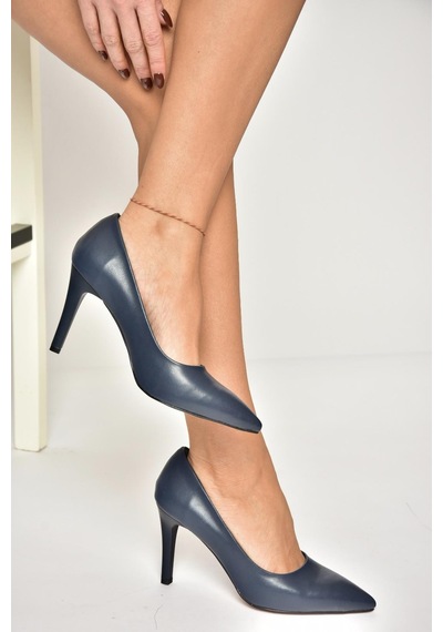 Fox Shoes U676082009 Lacivert İnce Topuklu Kadın Stiletto Ayakkabı Lacivert