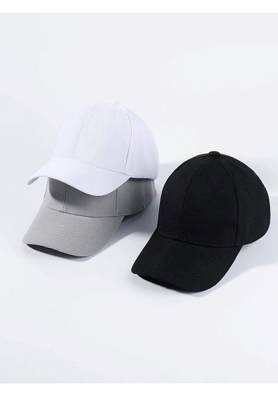 Gyes Spor Şapka Unisex 3 Adet Arkası Cırtlı Ayarlanabilir Siyah-gri-beyaz Siyah