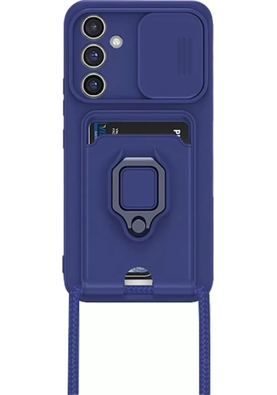 Newface Samsung Uyumlu Galaxy S23 Fe Kılıf Zuma Kartvizitli Yüzüklü Silikon - Lacivert - Özel Seri 8683140653606