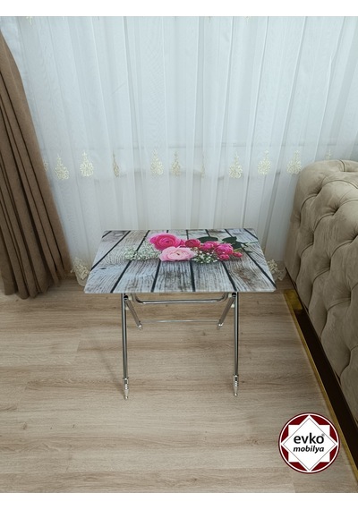 Çanta Zigon Sehpa,4'lü Sehpa, Zigon Sehpa, Camlı Sehpa -pembe Gül