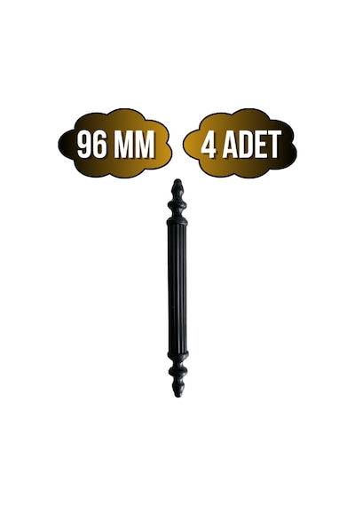 Plastik Siyah Kulp Mobilya Ve Dolap Kulpu Siyah 96mm 4 Adet Siyah