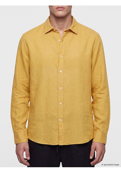 Lcw Vision Sarı Regular Fit %100 Keten Erkek Gömlek