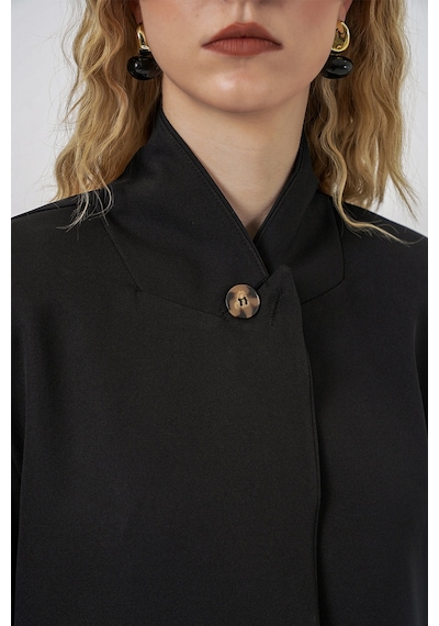 Bigdart Kadın Tek Düğmeli Oversize Blazer Ceket 0749 - Siyah