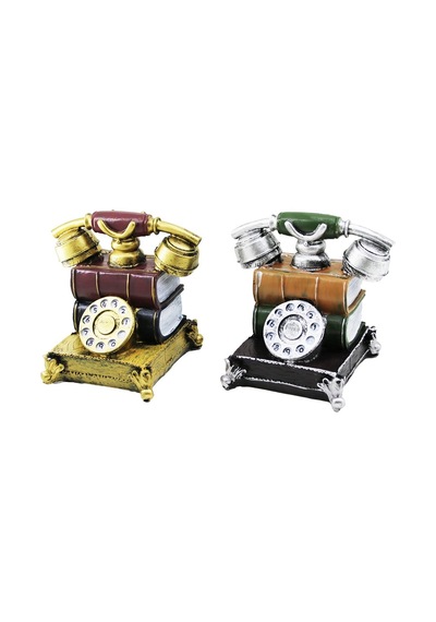 Ankesörlü Telefon Vintage Dekoratif Biblo - Kumbara Renkli 15.5x15.5x10cm Reçine 5468