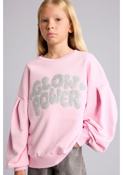 Defacto Bisiklet Yaka Baskılı Balon Kol Sweatshirt Kız Çocuk I5291a826wnpn441 Pembe-pn441