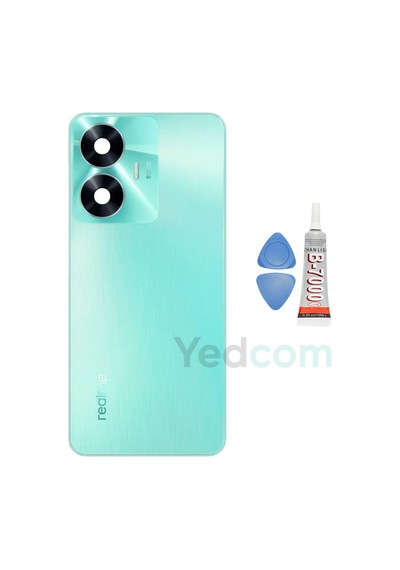 Oppo Realme C55 Yeşil Kamera Camlı Arka Cam Batarya Pil Kapağı Telefon Arka Kapak