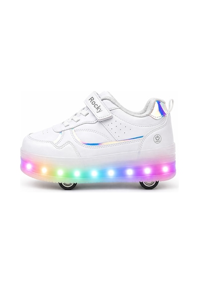 Glow Kız Erkek Çocuk Patenli, Işıklı Rahat Spor Ayakkabı & Sneaker 4 Teker Kaykay Ayakkabı Beyaz