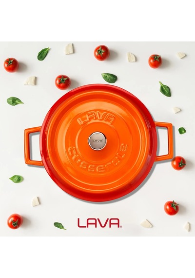 Lava Döküm Yuvarlak Tencere, Trendy, 24Cm, Turuncu