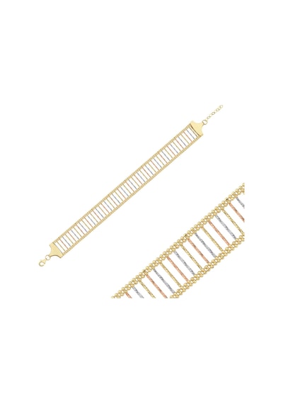 İtalyan Dokulu Geniş Altın Bileklik 14 Mm-17-20 Cm T14535 Çok Renkli