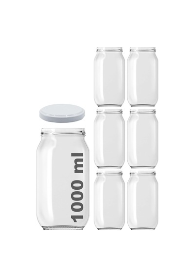 Ayrex Afracam 1000 Ml Konserve Kavanoz Metal Kapaklı Şeffaf Cam 1000 Cc Paşabahçe 6 Adet Beyaz Kapak Genel