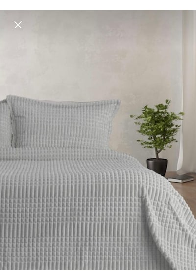 Merinos Modern Line 3 Parça Battaniye Yatak Örtüsü - Gri