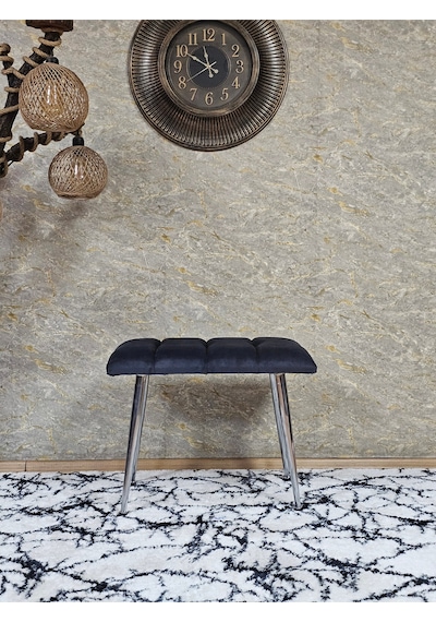 Zafir Krom Sivriltme Ayaklı 60 Cm Puf Bench - Puf - Bench - Oturak - Mutfak Oturağı - Antre Oturağı Füme