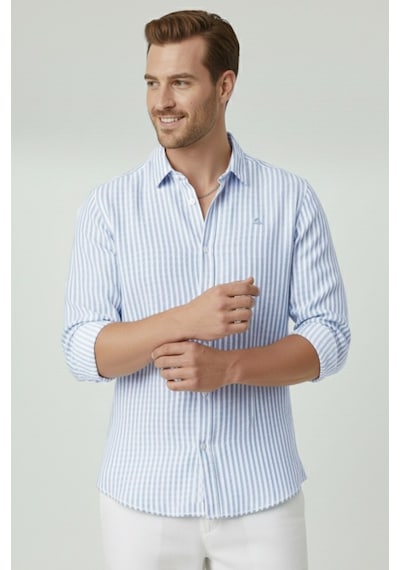 Deepsea Mavi Slim Fit Çizgili %100 Pamuk Erkek Gömlek Nefes Alan Şık Günlük Gömlek 2602626 Mavi Deepsea Mavi Slim Fit Çizgili %100 Pamuk Erkek Gömlek Nefes Alan Şık Günlük Gömlek 2602626 Mavi