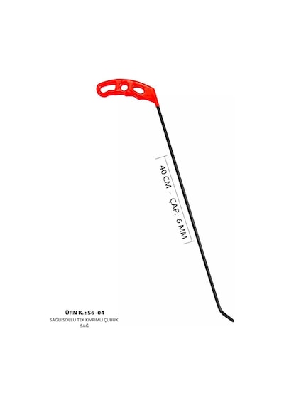 40 Cm 6 Mm Çap Sağlı Sollu Tek Kıvrımlı Sağ Boyasız Göçük Düzeltme Çubuğu, Pdr Çubuk - S6-04