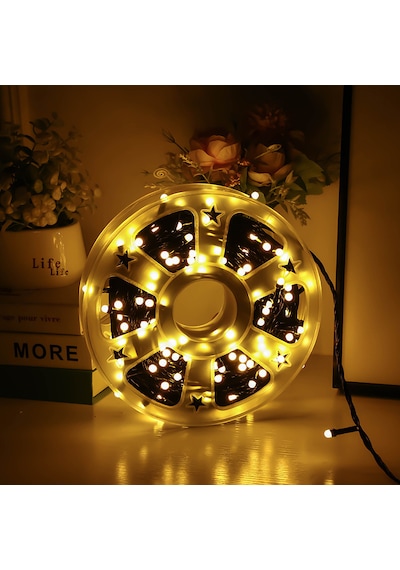50 Metre Gün Işığı Led Dekoratif Aydınlatma Işığı - Dış Mekan Ve İç Mekan Uyumlu, Bahçe, Balkon Teras Parti Süsleme Led Zincir Işık Gün Işığı - Sarı