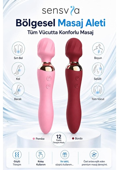 12 Modlu Güçlü Titreşimli Bölgesel Masaj Aleti Sessiz Kişisel Vücut Masaj Cihazı