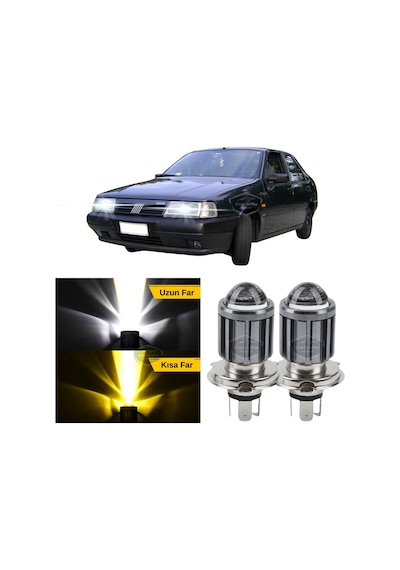 Fiat Tempra 1990-1999 Uyumlu Mercekli Far Ampulü Led Xenon Çift Renk Sarı-beyaz Far Şimşek Etkili Led Lamba Uzun LED Far 56081200