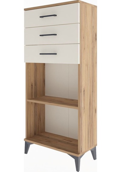 Arges Dolap Tek Raflı 3 Çekmeceli 60x30x134 Çam-aytaşı Atlas Çam