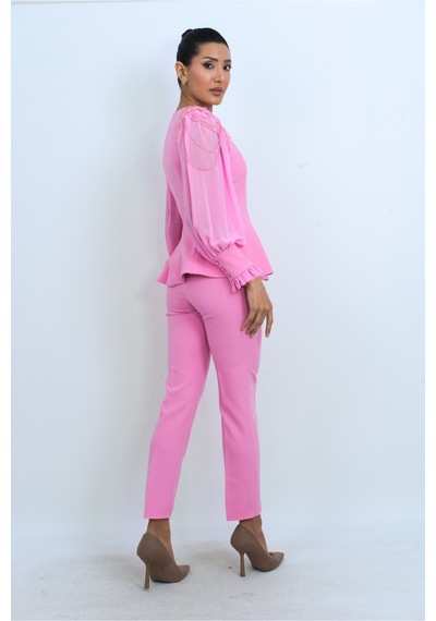 Dorne Moda Özel Koleksiyon Taş Detaylı Şifon Kol Takım - Düğün - Mezuniyet - Ofis Şıklığı Pembe Pembe Dorne Moda Özel Koleksiyon Taş Detaylı Şifon Kol Takım - Düğün - Mezuniyet - Ofis Şıklığı Pembe Pembe