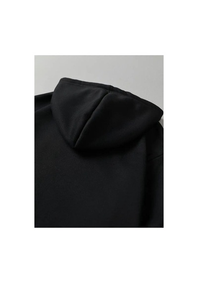 Caddekombin Paris Dikey Kapüşonlu Cepli Sweatshirt Siyah
