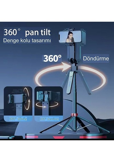 Bluetooth Kumandalı 175cm Tripod Selfie Çubuğu / Go Pro Uyumlu /