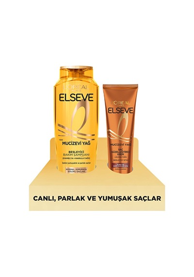 2 Adet Elseve Mucizevi Yağ Şampuan 400 Ml + Mucizevi Yağ Saç Güzelleştirici Krem Ml