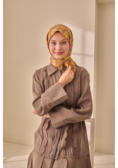 Silk Home Soft Eşarp 73091-37 Vizon, Haki, Turuncu, Sarı