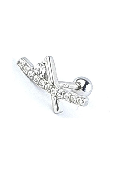 Zirkon Taş Detaylı 925ayar Gümüş Trend Tragus Helix Kikirdak Piercing Gümüş