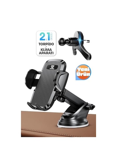 2 Modlu Klima + Torpido Araç Telefon Tutacağı Cam Havalandırma Vantuzlu Araba Telefon Tutucu Tt01 Diğer