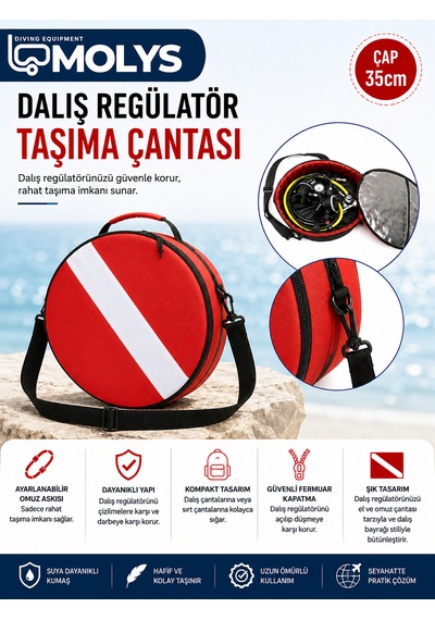 Dalış Regülatör Çantası Dalış Bayrak Desenli Kırmızı - Siyah