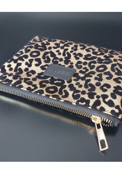 Meryy Collection Clutch Çanta Kadife Leopar Detaylı Leopar