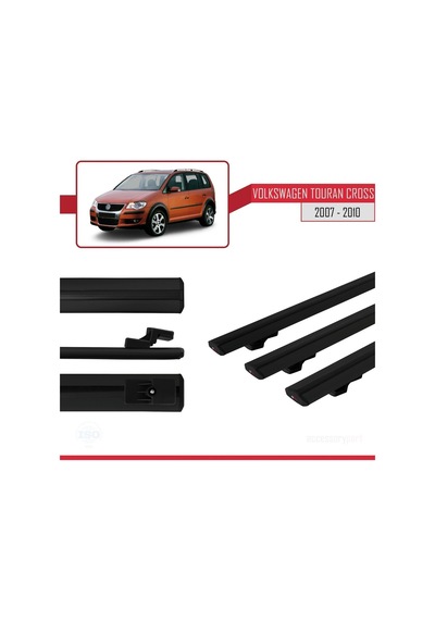 Volkswagen Touran Cross 2007-2010 Arası İle Uyumlu Basic Model Ara Atkı Tavan Barı Siyah 3 Adet