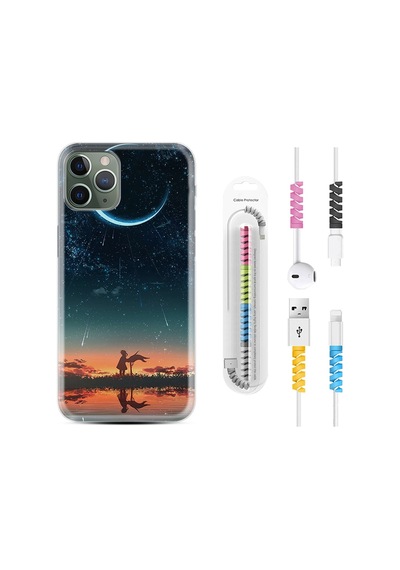 Apple Uyumlu iPhone 12 Pro Max Kılıf Kablo Koruyuculu Ay Ve Kız 1720
