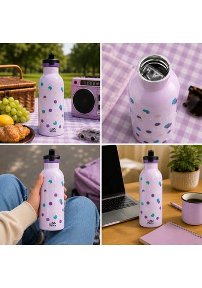 Mamawata Bubbles Pipetli Çocuk Termos Matara 470 Ml Paslanmaz Çelik Sızdırmaz Yalıtımlı Suluk Açık Pembe