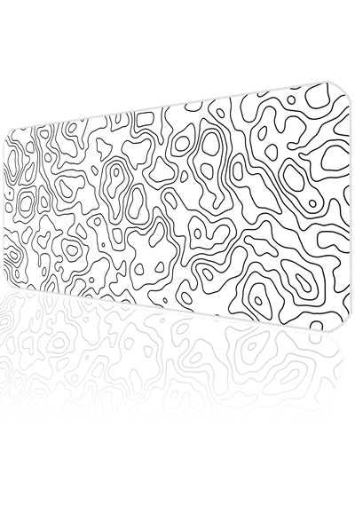 White Topography Map İlyuka Mp079040 Xxl Gaming Mouse Pad 90x40cm
