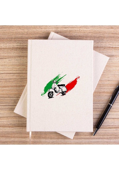 Vespa İn Italy Çizgisiz Kanvas Defter Krem