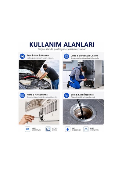 Tr 30 Metre Endoskop Yılan Kamera 1080p Hd