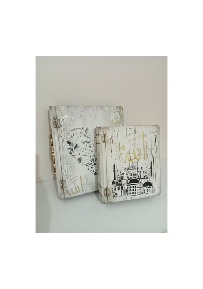 Ev Aksesuar Ahşap Kitap Kutu Seti Beyaz - 627784249 Beyaz