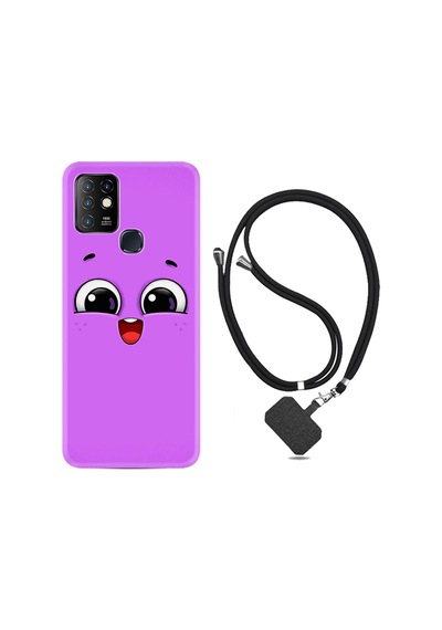Infinix Hot 10 Kılıf Boyun Askılı Purple Sweety 1717