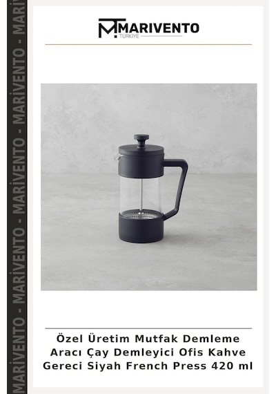 Özel Üretim Mutfak Demleme Aracı Çay Demleyici Ofis Kahve Gereci Siyah French Press 420 Ml Çok Renkli