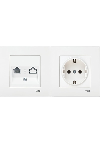 Light Viko Karre Beyaz İkili Set Nümeris Rj11 Ve Topraklı Priz