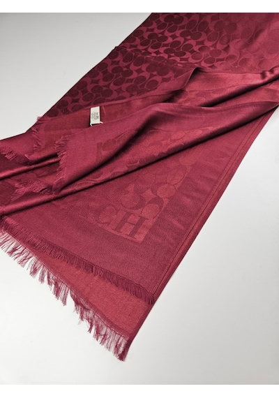 Miorel Scarfs C Desen Çift Taraflı Kaşmir İpek Şal 4 Mevsim Pamuk Şal Bordo